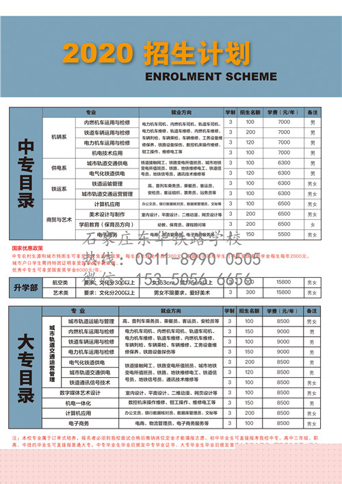 石家莊東華鐵路學(xué)校招生簡章